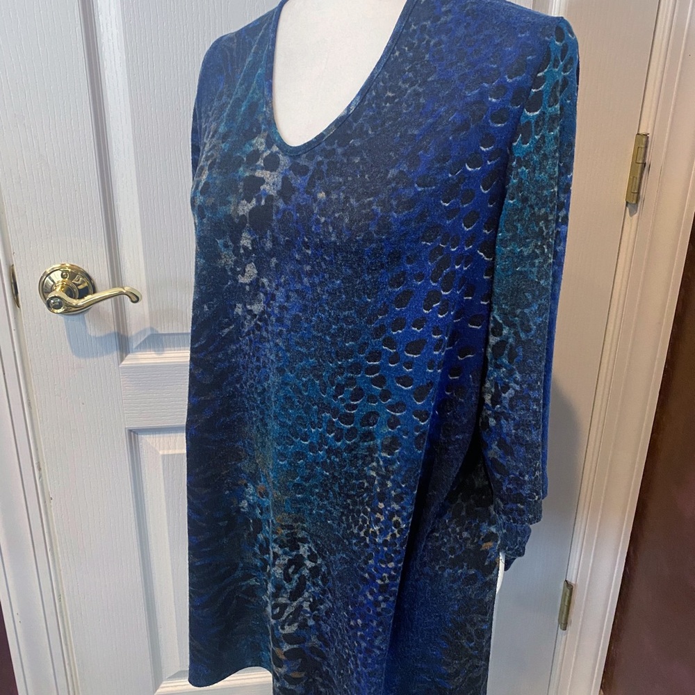 NWOT Clara Sun Woo Burgundy & Blue Sweater Tunic